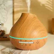 Large-Capacity Wood Grain Aromatherapy Diffuser with Essential Oil Compatibility Timer Auto Shut-Off Soundwave technology Mist USB Powered - Ideal for Spaces O