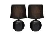 Set of 2 Capri Ceramic Base Modern Round Table Lamp - Black