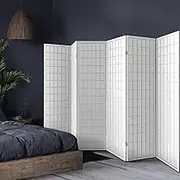 Artiss Room Divider, 6 Panel Folding Wooden Privacy Portable Screen Shelf Dividers Partition Wall Screens Home Pet Child Indoor Balcony Bedroom Furniture, Separator Water-Resistant White