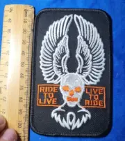 Cloth Badge Biker Iron-On/Sew On Patch RIDE TO LIVE