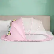 (Pink)Baby Fly Net Tent Portable Bottomless Breathable Folding Net Bed Tent F