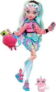 Monster High Doll, Lagoona Blue with Colorful Streaked Hair in Signature Look with Fashion Accessories & Pet Piranha Neptuna