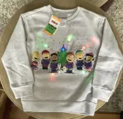 Peanuts Snoopy Charlie Brown Christmas Gray Size Kids (M) 8 Light Up Sweatshirt