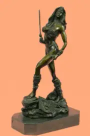 Signed Original Female Mythical Warrior Bronze Sculpture Figurine Figure Sale