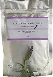 Sancta Halcyon Glow Luxury Lavender Body Scrub |120g | Hydrating Spa Quality, Vegan Skin Care Scrub | Natural & Cruelty Free Exfoliating Body Scrub | Add To Your Shower Essentials To Smooth And Moisturize Skin
