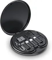 USB Adapter Cable Conversion Storage Box 9 in 1 Cable Case Multi-Type Charging Convertor USB C to Lightning Type C Micro Data Transfer Tool Contains Card Slot Tray Eject Pin, Use as Phone Holder,Black
