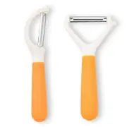 (Orange color) 2Pcs Professional Vegetable Peeler and Fruit Peeler,Peeler+Straight Peeler, Swivel Peeler, Julienne Peeler, Potato Peeler, Carrot Peele