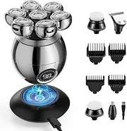 Head Shaver, FISHOAKY 6 in 1 7D Bald Head Shavers for Men, Wet Dry Electric Shaver with Wireless Charging Base, for Face,Head,Nose