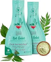 Green Velly Nat Habit - Back To Natural Secrets Everyday Tri-Leaf Fresh Hair Mask Hairfall Control & Hair Smoothening For Dry, Frizzy Hair Treatment, Neem, Hibiscus, Curry, Castor, Coconut, 40g (Pack Of 2)