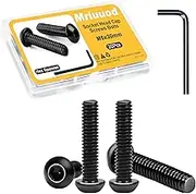 M6x30mm Button Head Socket Cap Bolts Screws with Hex Spanner, 20Pcs 304 Stainless Steel 18-8 Furniture Bolts Full Thread,Black Zinc Plated