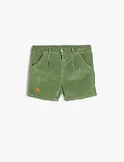[Koton] Babygirls Corduroy Ribbed Cotton Pocket Embroidered Detail Shorts
