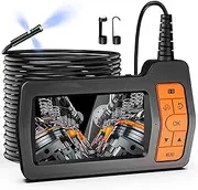 Endoscope Inspection Camera with Light,Engine Borescope Triple Lens,1080P HD Industrial Endoscope with 5" IPS Screen, 50FT Semi-Rigid Cable Waterproof Drain Snake Camera for Sewer Pipe