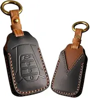 ontto Key Fob Cover Keyring for Isuzu MU-X X Serie DMAX D-Max X-Terrain Pickup Truck 2020 2021 2022 Key Case Leather Key Holder Shell Bag Keychain Protective Accessories Black