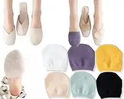 [CHUNFO] Womens No Show Socks Half Palm Toe Topper Liner NonSlip Seamless Loafer Heel Sock Cotton Size 5-11 5 & More Pairs