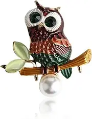 [Kaichen] Owl Pearl Brooch Beauty Brooch Pin Scarves Shawl Clip For Women Ladies