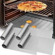 UBeesize 4 Pack Large Silver Oven Liners for Bottom of Oven BPA and PFOA Free,Thick Heavy Duty Non Stick Teflon Oven Mats for Electric, Gas, Toaster，Convection, Microwave Ovens and Grills