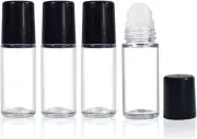 4PCS 30ml Essential Oil Roller Bottles - Empty Refillable Clear Glass Roll-on
