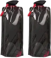 Foldable Water Bottle With Carabiner - 2Pcs Flexible Drinking Water Bags With Clips, Collapsible Plastic Canteen for Reusable Hydration