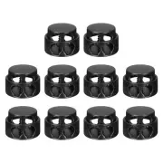 10pcs Metal Round Cord Locks Spring Toggle Stopper Cord Rope End Black Matte