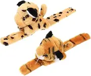 CORHAD 2pcs Plush Animal Slap Bracelets Adorable Wristbands for Jungle Theme Parties Lightweight Stuffed Animal Slap Bands Party Favors