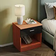 ELEGANT Black&Brown One Drawer Storage Bedside Tables