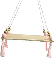 HOOTNEE Multi-Functional Wooden Storage Board Wall Decor Shelves Swing Shelf with Bead Organizer for Kids Rooms Decor Random Style