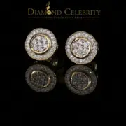 925 Sterling Yellow Silver 1.59ct Cubic Zirconia Round Women's Stud Earrings