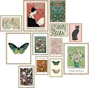 ZIENVE Eclectic Wall Decor Posters, Retro Maximalist Home Decor Aesthetic Vintage, Modern Colorful Boho Gallery Wall Art Prints for Bedroom Dorm, Unframed