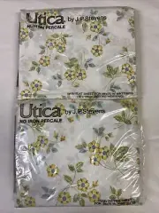 NIP Vintage UTICA BY JP Stevens Percale Twin Flat & Fitted Sheet Set FLOWER BUD