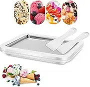Baotkere Ice Cream Sorbet Frozen Yogurt Maker Machine, Sweet Spot Roller Pan, Instant Cold Plate with 2 Scrapers，Ideal for Soft Ice Cream Gelato Fruit Milkshake Smoothie Making
