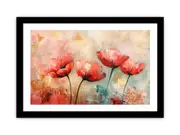Red Floral Framed print Art Poster
