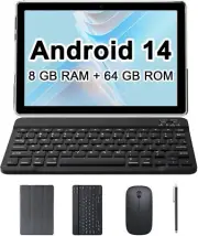 Android 14 Tablet 10 Inch, 8GB RAM+64GB ROM+512GB Expandable, Newest 2 Black