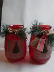 Old Time 9" Christmas Glass Candler Holder