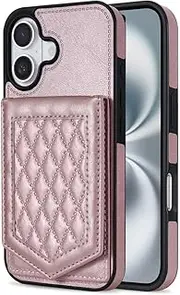 for iPhone 7PLUS / 8PLUS Case with Adjustable Lanyard Strap Credit Card Holder PU Leather Handbag Purse Kickstand Make Up Mirror Cover- Rose Gold