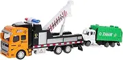 Kisangel 1 Set Pull Back Car for European Tow Truck American Garbage Truck No Batteries Required for Birthday Parties Safe Plastic