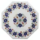 Beautiful Floral Pattern Inlay Work Coffee Table Top White Marble Bed Side Table