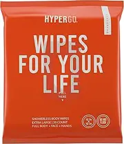 HyperGo: Full Body Wipes - Body Cleansing Wipes - Clean Off Odor and Sweat - Refresh and Moisturize Skin - All Natural Ingredients - Unscented
