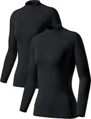 [TSLA] Women's Thermal Long Sleeve Tops, Mock Turtle & Crew Neck Shirts, Fleece Lined Compression Base Layer