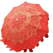 Umbrella Peacock Feather Mandala Parasol Beach Roof Hotel Cotton Sunshade Patio