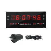 Digital Home Large Big Jumbo LED Wall Clock Desk With Calendar Temperature Decor