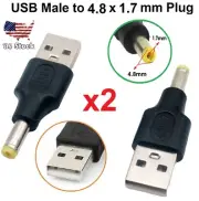 2x USB 2.0 A Male To 4.8x1.7mm Male Plug 5V DC Power Supply Adapter Connector