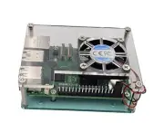 Acrylic Stackable Raspberry Pi 5, Pi 4 & Pi 3 Case with Fan- Clear (RAS-PCS06)