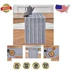 Luxurious 100% Linen Table Runner - Navy & White Stripe for Special Occasions