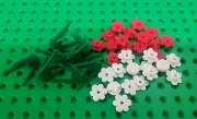 *NEW* Lego Flowers Red & White Green Stems for Garden Wild Forest Pack