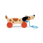 Mentari Puppy On Wheels Pull Along Kids/Children 26cm Play Wooden Toy 18m+