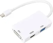 Mini Displayport Thunderbolt to VGA HDMI DVI Converter 3in1 Adapter 4K UltraHD 1080P HD