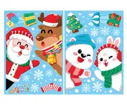 C129 2PCS Christmas Ornament Sticker Glass Window Decoration Sticker Christmas Elder Elk Snowman Sticker