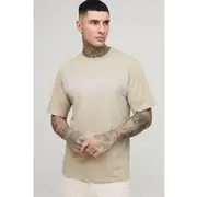 Mens Stone Tall Limited Edition Print Spay Wash T-Shirt