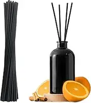 50pcs Diffuser Sticks, 30CM Wood Rattan Essential Oil Aroma Diffusers ECO- Extra Long 4 mm Thick Replacement Refill Stick- Fragrance Refill Black Fibre Reed Thick Diffuser Sticks for Diffuser Oils