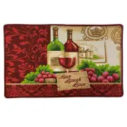 Wine and Champagne Printed Skid-Resistant Kitchen Rug Mat, Burgundy, 18x30 Inche